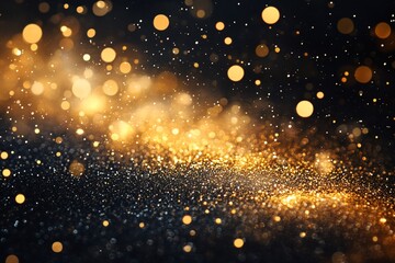 Fototapeta premium Abstract gold and black glitter bokeh background. (1)