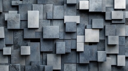 Abstract Grey Cubical Structure: A 3D Render of Interlocking Geometric Shapes