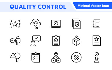 Quality Control line icon set. Included the icons as inspect, QA, qualify, quality control, check, verify, and more.