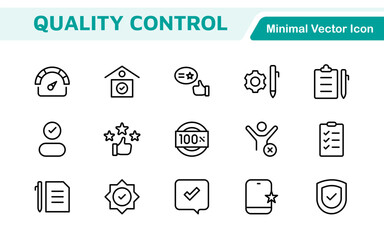 Quality Control line icon set. Included the icons as inspect, QA, qualify, quality control, check, verify, and more.