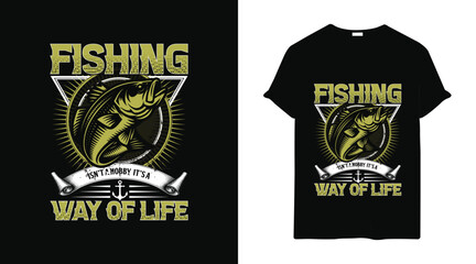 Detailed Fishing T-Shirt Design with Vintage Vibes, Outdoor fishing t-shirt design template