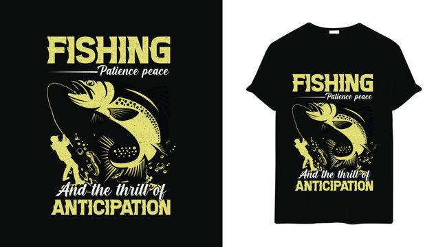 Fishing T shirt design template Fishign the wild river: Unique T shirt design