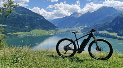 E-bike Adventure in the Austrian Alps: Serene Lake and Majestic Mountain Views