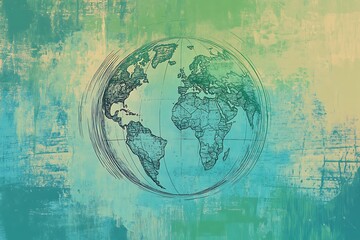 Obraz premium Sketchy world map on textured background.