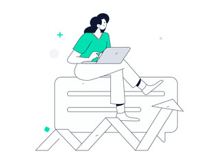 Marketing planning business characters flat vector concept operation hand drawn illustration
