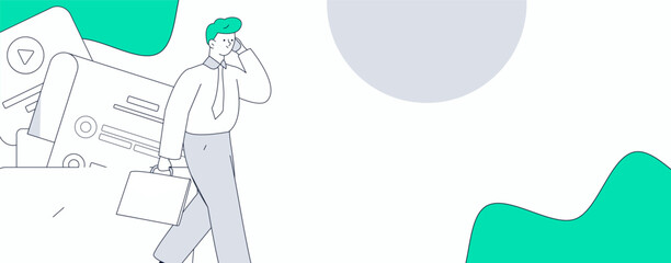 Marketing planning business characters flat vector concept operation hand drawn illustration
