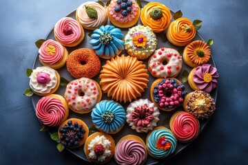 Glazed delight - delicious doughnut featuring rich flavors, delicate frosting, and tempting decorations, highlighting charm of a timeless dessert, combining simplicity, taste, creative presentation.