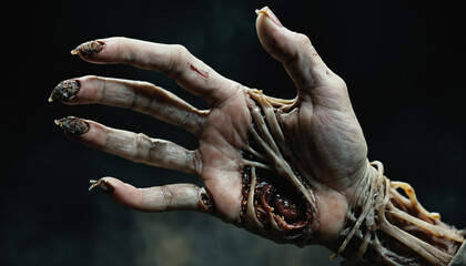 Fototapeta premium Zombie hand, deformed fingers, abnormal hand