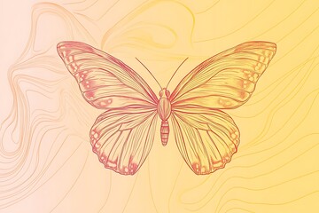 Fototapeta premium Detailed line art illustration of a butterfly on an abstract background.