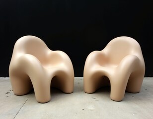 Contemporary Lounge Chairs: Beige Clay Design with Abstract Human Armrests