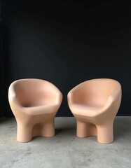 Abstract Lounge Chairs in Beige Clay: Organic Shapes and Human Connection