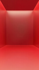 A minimalistic red room with smooth walls and a subtle light source.