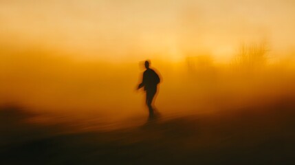 Fototapeta premium Runner silhouetted against a sunrise AI generated illustration