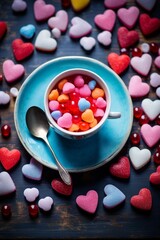 Colorful Heart-Shaped Candy on Table