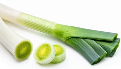 Fresh leeks, vibrant green and white, ready for cooking.