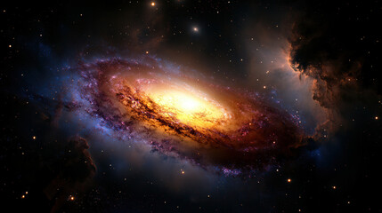 Obraz premium vibrant galaxy swirling with cosmic energy, showcasing bright stars and nebulae