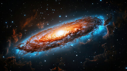 Fototapeta premium vivid depiction of swirling galaxy surrounded by stars and cosmic dust