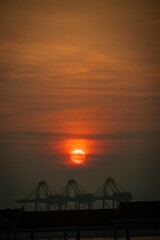 Fiery Sunset Over Calm Ocean Waters, Penang, Malaysia