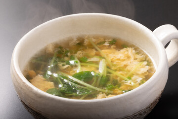 豆苗　卵スープ