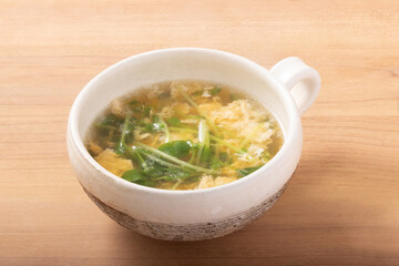 豆苗　卵スープ