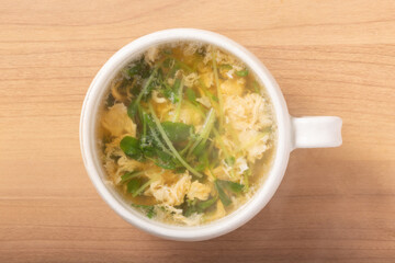 豆苗　卵スープ