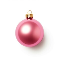 Fototapeta premium Pink Bauble, Isolated on white background, flat lay