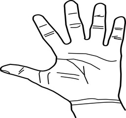 hand with a hand. man's hand in doddle style