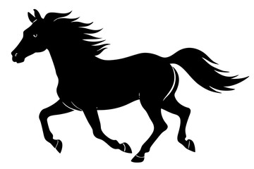 A horse galloping flat vector design silhouette illustration on white background 02