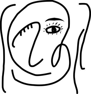 recommend clip art: Abstract vector art reminiscent of Picasso's Cubism, portraying human facial portraits with bold black lines.