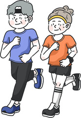 달리기하는 할머니 할아버지