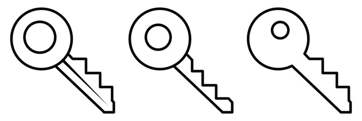 Keys and padlock silhouette. key icon set. key lock icon , access account login password icons - house key icon security symbol. Vector illustration.