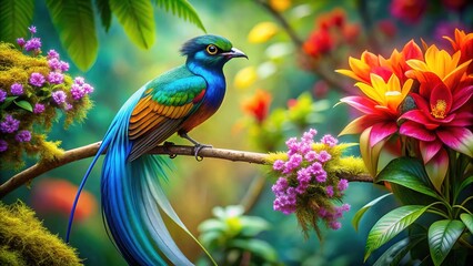Fototapeta premium Bird of Paradise Panoramic Painting - AI Generated Art