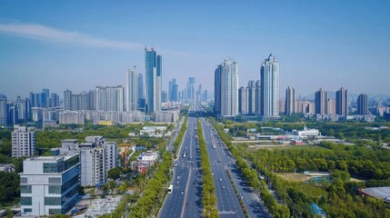 Aerial View of Modern Cityscape,  China's Urban Development