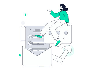 Marketing planning business characters flat vector concept operation hand drawn illustration
