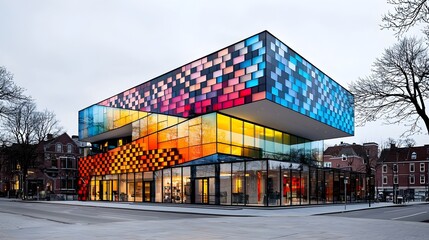 Obraz premium Colorful Modern Building Architecture - Vibrant colors and bold de.