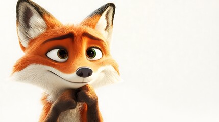 Obraz premium A cartoon fox is smiling and looking at the camera