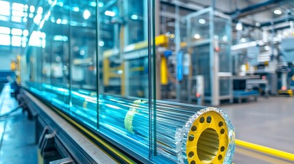 Fototapeta premium Glass Manufacturing Factory, Industrial Production - Industrial Tec.