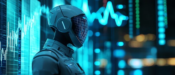 Sci-fi financial planning scenario, AI avatar providing personalized bankruptcy strategy, floating interactive financial graphs