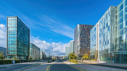 Obraz premium Modern Cityscape: Architectural Marvels under a Bright Sky
