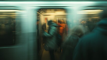 Passenger boarding a train blurred AI generated illustration