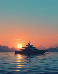Fototapeta premium Yacht at ocean Sunset