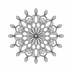 Intricate Black and White Mandala Design for Coloring Books