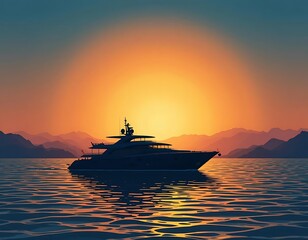 Fototapeta premium Yacht at ocean Sunset