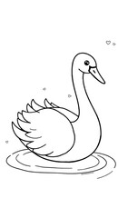 Elegant swan gracefully floats on water hand drawn line art sketch. AI Generated