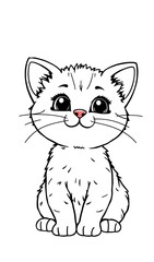 Obraz premium Cute Cat Sitting Vector Art Hand-Drawn Sketch Minimalist Style. AI Generated