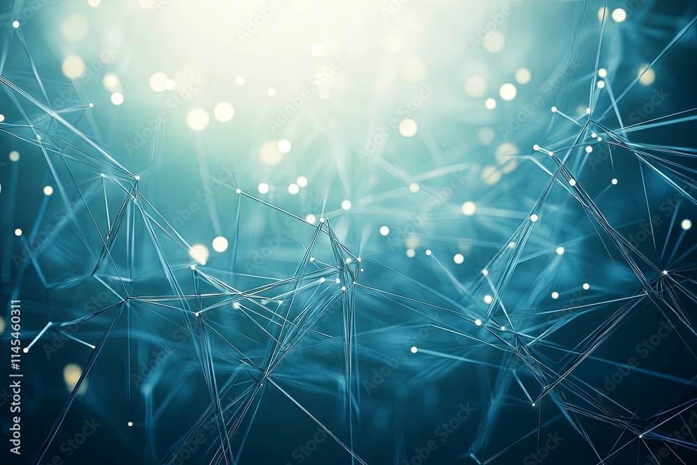 Poster abstract network connection: digital plexus of light and lines