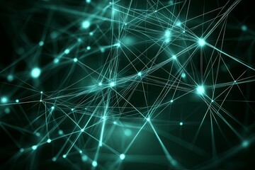 Fototapeta premium Abstract Teal Network Connection: Digital Nodes and Lines