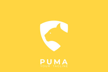 puma head logo design, simple and minimalist puma head logo design.