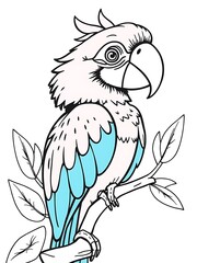 Obraz premium Perched parrot hand-drawn sketch illustration minimalist style. AI Generated