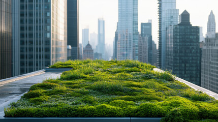 Fototapeta premium Urban Rooftop Garden A Green Oasis in the City Skyline